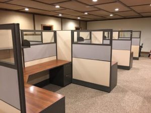 stylish cubicles in an office