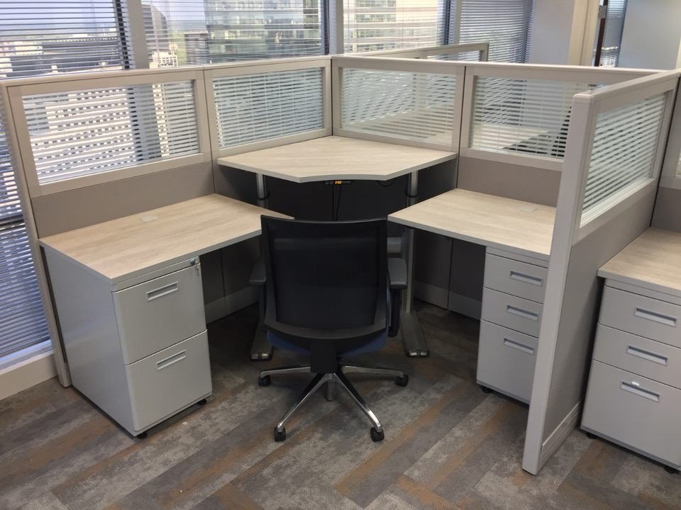 an office chair and a cubicle