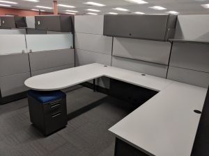 cubicle with grey panels