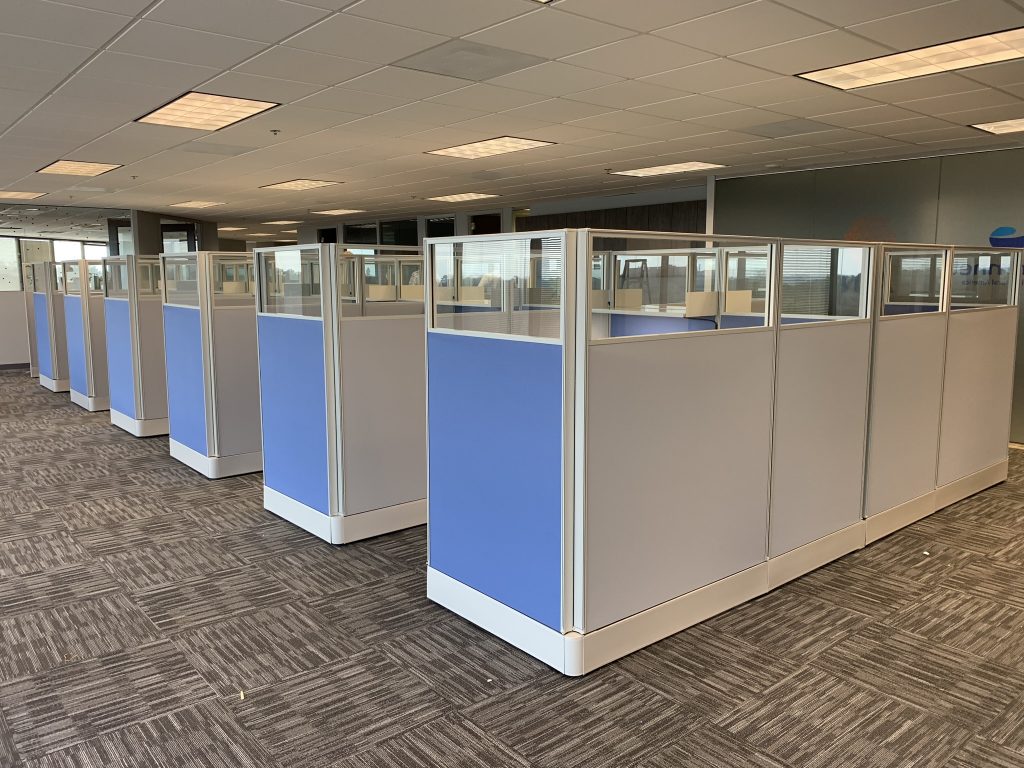 office layout with rows of cubicles