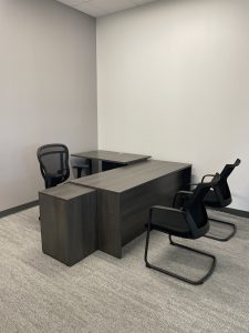 A brown desk